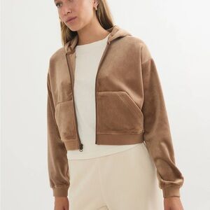 Crop velour corduroy Hooded Jacket, size S, new